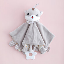 安抚巾婴儿可入口陪睡 可入口婴儿安抚巾婴幼儿3个月新生12个月宝宝豆豆毯毛绒啃咬睡眠 仓鼠安抚巾 (牙胶 铃铛)