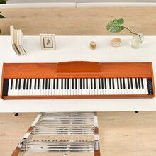 金色年代 88键重锤演奏电钢琴家用练习数码钢琴88008棕色+三踏++木头琴架 重锤键电钢棕色+单踏