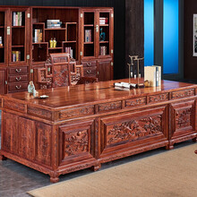 敬义堂 红木家具非洲花梨（学名:刺猬紫檀）书桌 实木办公桌电脑桌中式豪华老板桌大班台 豪华办公桌 定金 （付清尾款发货）
