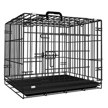 憨憨宠 狗笼猫笼 狗笼子中小型犬泰迪比熊加粗加密折叠宠物笼鸡笼兔笼狗窝宠物用品 黑色带天窗 60*40*50cm