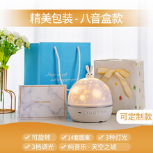 星空投影灯仪儿童玩具女孩满天星卧室网红八音盒梦幻小夜灯音乐生日礼物 照片定制-【月光兔八音盒款】送14套灯片+精美包装