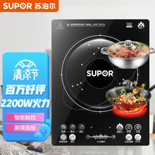 苏泊尔（SUPOR）电磁炉 整板触控 黑晶面板 9档火力 定时功能 SDHC8E15-210D电磁灶 火锅炉（赠汤锅+炒锅）