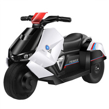 生日礼物儿童电动摩托车宝宝电瓶车男女小孩三轮车可坐可骑充电遥控玩具车抖音网红同款 白色 单驱动+音乐+灯光