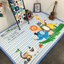 加厚宝宝爬行垫防滑无味儿童地垫游戏毯可折叠客厅婴儿爬爬垫 雅致灰 加厚--动物大家庭 150*200cm长方形