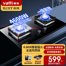 华帝百得（BEST）4.6KW大火力一级能效 钢化玻璃台嵌两用家用大火力燃气灶双灶 煤气灶DZ42B 天然气