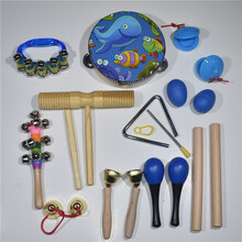 奥尔夫乐器教材幼儿园婴儿童音乐课教具沙锤打击乐器套装组合 蓝色音乐11件套