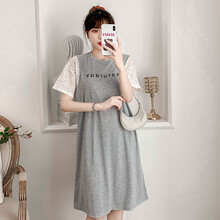 敏潮格伦孕妇连衣裙t恤韩版夏装裙子2021新款孕晚期产后可哺乳小清新时尚 灰色常规【版】 2XL