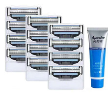 【品质保证】适用于吉列锋速3刀片剃须刀男士风速5手动刮胡刀头三层刮脸刀片 12刀头送剃须膏