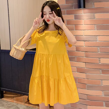 敏潮格伦实拍 孕妇连衣裙夏季2021新款时尚上衣韩版夏天裙子潮辣妈 黄色 L