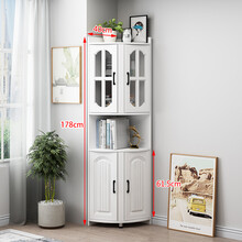 实木转角客厅墙角柜拐角柜边角柜三角形收纳柜简约卧室角柜 40白色 A款 玻璃门+白门 组装