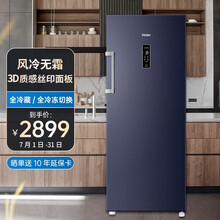 海尔 立式冰柜冷柜192升风冷无霜全冷藏/冷冻整体切换抽屉式侧开门单门冰箱母乳冰箱一级能效 BD-192WGHS9B8