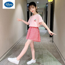 ℘ 迪士尼同款旗舰官方店毕买童装女童短裤套装夏装2021新款儿童时尚休闲两件套11岁女孩夏天衣服潮 粉红色 120cm