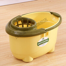 贝柚 简约塑料地拖桶手压加厚拖把桶带轮拧水桶墩布桶手提挤水桶清洁桶 黄绿色+备用沥水篮