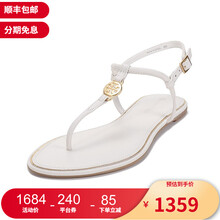 托里·伯奇 TORY BURCH 奢侈品 TB女鞋 牛皮革EMMY夹趾平底细带人字凉鞋 63407 104 新象牙色 5