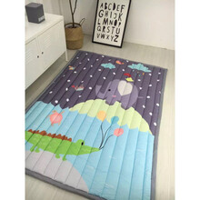 加厚宝宝爬行垫防滑无味儿童地垫游戏毯可折叠客厅婴儿爬爬垫 加厚--大象和鳄鱼 150*200cm长方形