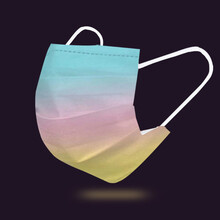 致净2021新款一次性口罩成人时尚印花彩色渐变色图案创意个性女神面罩 绿粉黄渐变 (成人50片一盒)