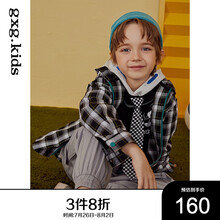 商场同款gxgkids童装男童长袖连帽衬衫衣秋季新款史努比联名 黑色 110cm