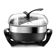 好厨道韩式电炒锅不粘锅多功能家用大容量电热锅电火锅电锅学生宿舍 6L  公司家用 麦饭石蒸笼蒸片礼包