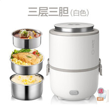 。多层多功能可蒸煮电热饭盒煮饭2一3人家用加深小电饭煲热饭饭盒达洛优 升级三层容量 量杯 .白色 1.6升