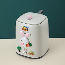 可爱时尚迷你简约桌面按压式垃圾桶家用客厅小号带盖弹盖创意桌上 白色兔子 桌面垃圾桶