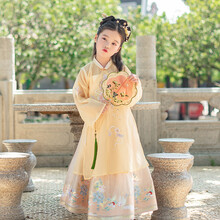 初立原创改良汉服女童装广寒曲套装中国风儿童汉服春秋款 粉色长裙-现货 120cm