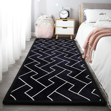日式加厚宝宝防摔地垫卧室床边粉色地毯加绒婴儿防摔垫儿童爬行垫 黑格 40X120cm【加厚垫】