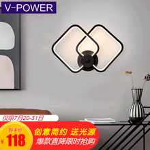 V-POWER 照明led壁灯卧室床头灯简约现代时尚双头圆形个性艺术客厅背景墙玄关走廊过道灯具 B04-双菱