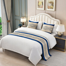 床尾巾轻奢床尾巾酒店床上用品床旗现代简约民宿宾馆床搭垫欧式轻奢床盖 浅灰色 古典灯笼 床尾巾50*240(1.8米床)