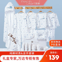 始新婴儿礼盒新生儿衣服满月礼物送礼礼盒春秋夏季男女刚出生宝宝套装礼盒0-6个月四季款20件初生冬加厚 四季款薄天絮蓝20件(4件衣服)盒内含59和66码