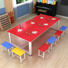学校课桌椅 小学生幼儿园彩色课桌椅辅导班培训桌美术绘画桌学校画室桌子 200*60颜色备注