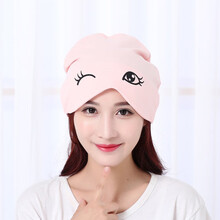 (送宝宝帽)月子帽 产妇帽产后用包头帽四季款全棉坐月子帽子均码 月子帽-眼睛粉