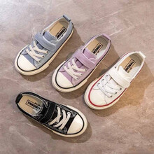 萌妮酷 童鞋儿童帆布鞋四季百搭韩版男女童休闲低帮时尚布鞋 紫色 33码内长约20.5偏小一码
