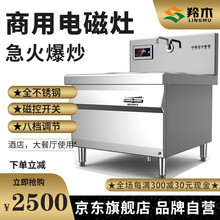 【羚木】商用电磁炉大锅灶 食堂电磁灶大功率炒菜灶台 酒店学校厨房设备凹面大炒炉 90型 25kw 380v 木架包装
