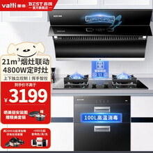 华帝 百得（BEST）侧吸式21立方智能自清洗抽油烟机燃气灶具消毒柜烟灶消厨房三件套装E303C 天然气(12T)
