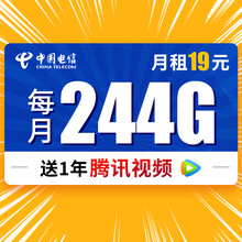 中国电信（China Telecom） 电信流量卡不限速电话卡电信卡号码全国通用上网卡无限流量手机卡 财星卡-月租19/月 全国流量95G/月