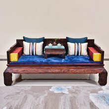 闽娇闽艺红木家具大红酸枝/老红木/老挝红酸枝（学名：交趾黄檀）檀雕花鸟罗汉床中式实木贵妃床两件套