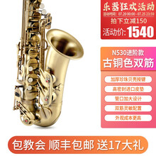 ANM降E调中音萨克斯风乐器 初学者专业演奏考级款包教会 N530进阶款-古铜色【双筋配置+17豪礼】