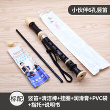 奇美竖笛6孔/8孔德式高音C调竖笛儿童初学竖笛学生笛子成人自学笛 奇美小伙伴(黑)【透明袋装】课堂 6孔