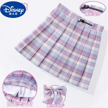 迪士尼正版新品 海军领学院风女童jk6-15岁中大童裙子儿童百褶裙半身裙夏天格子夏季套装短裙 1801玻璃糖(有领结) 130cm