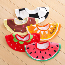 2020婴儿全棉口水巾新生儿360度旋转按扣围嘴防水围兜宝宝三角巾 女宝3条装