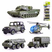 玩控 迷你车模型工程车玩具模型 挖掘机挖土机 合金玩具车警车 消防车 军用车套装 军事部队（5只）