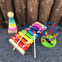 婴儿玩具6-12个月宝宝绕珠串珠儿童积木1-3周岁2男女孩早教 敲琴+小绕珠+套塔