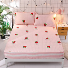 速倍尔全棉防水床笠隔尿垫大号可洗防水床笠超大儿童防尿床笠四季通用纯棉防湿床罩 草莓派对 120*200