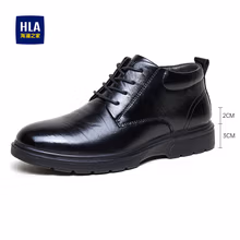 海澜之家（HLA）男鞋商务休闲百搭皮鞋男正装德比鞋HAAPXM4CBH400 黑色高帮加绒43