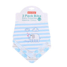 茵秀丽 婴儿口水巾围嘴口水兜三角巾纯棉宝宝手帕防水新生儿用品 3条装 象宝宝
