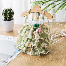 可爱小狗狗衣服春秋薄款夏季公主小型犬泰迪宠物博美猫咪背心裙子 荷叶吊带裙 XL(建议体重11-15斤)