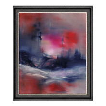 现代简约北美式欧式风景抽象油画《莫扎特的柔板》卧室玄关客厅走廊画廊酒吧办公室沙发背景墙装饰画挂画 爵士黑 75×91cm