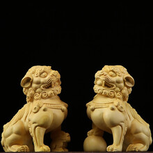 木雕狮子摆件】价格_木雕狮子摆件图片- 京东