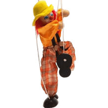 提线木偶 儿童玩具 拉线人偶小丑 木制吊线匹诺曹玩偶 戴帽子小丑黄色