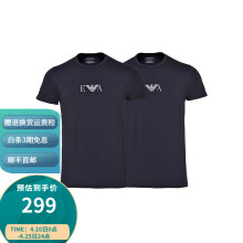 阿玛尼（ARMANI） 男装短袖t恤男士时尚休闲修身薄款微弹短袖T恤两件装 黑色 XL(推荐体重160-170斤）